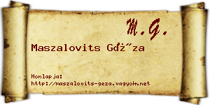 Maszalovits Géza névjegykártya
